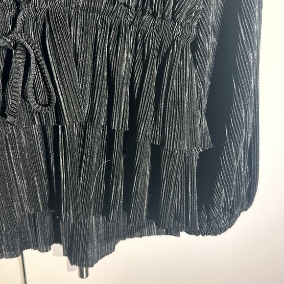 Zara Pleated Blouse Wrap Top Front Tie - Picture 4 of 6